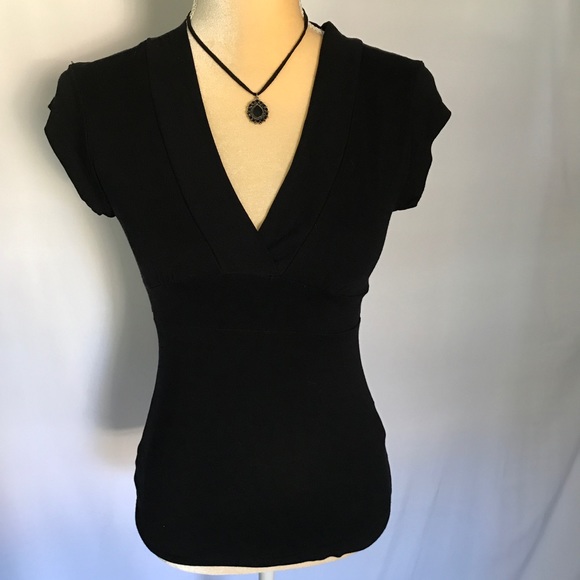 Tally Weijl Tops - Tally Weijl Low-Cut V-Neck Black Blouse